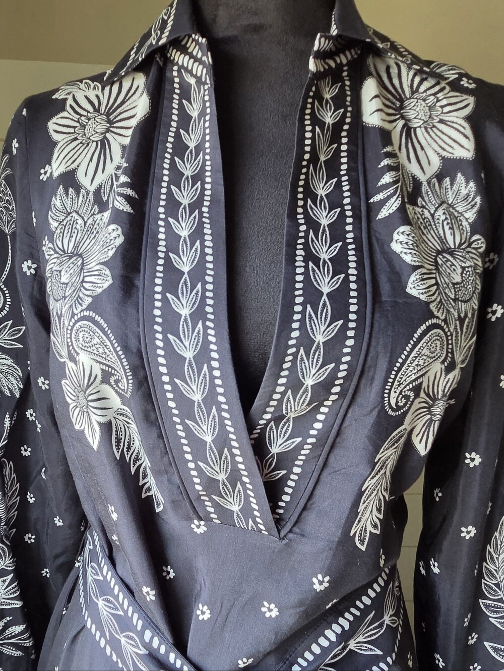 FARM Rio Black Floral Paisley Bloom Cotton Blend Maxi Dress Small Western Boho - Picture 2 of 13